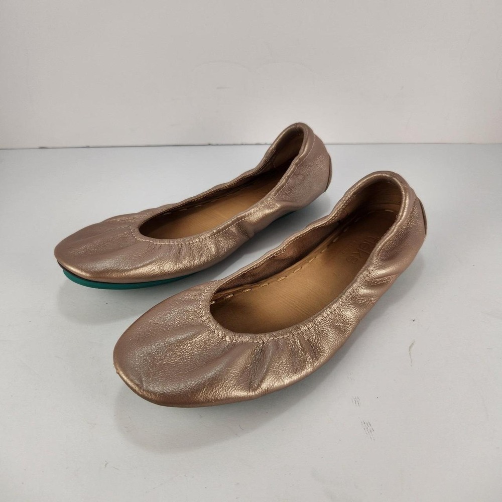 Tieks Rose Gold Leather Ballet Flats Women's Size 7 Foldable Comfort Shoes